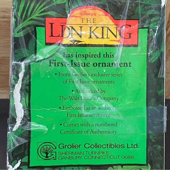 Vintage Disney SIMBA Lion King Grolier First Issue Christmas Ornament - Picture 15 of 15